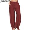 BITCED 10Color Women's Fashion Casual Solid Color Print Pants & Capris