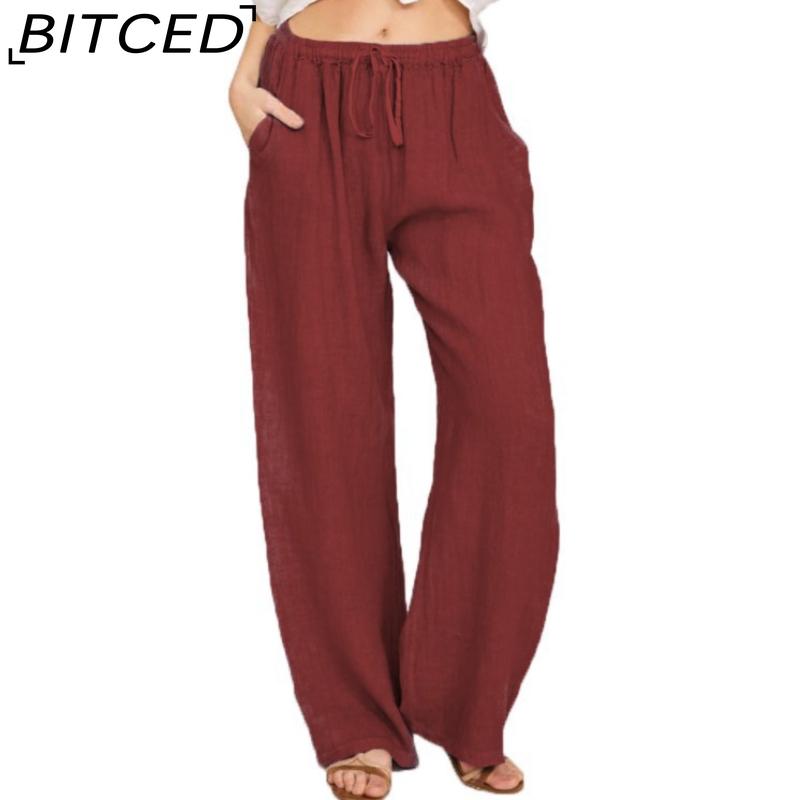 BITCED 10Color Women's Fashion Casual Solid Color Print Pants & Capris