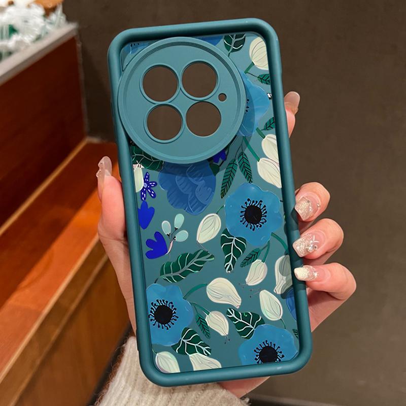 Blaues Trompetenblumenmuster Weiche TPU Silikon Handyhülle Für OnePlus 13T 13 12 11R ACE 5 3 2 Bonbonfarbene Hülle Funda