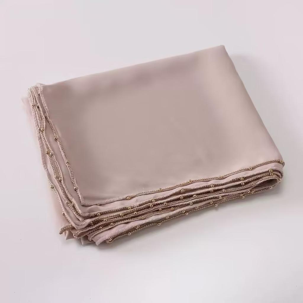 Rinestone Chiffon Hijab Scarf With Chains Women Muslim Hijab Luxury Bead Pearl Scarves Shawl Women Long Scarf Shawl Head Wraps