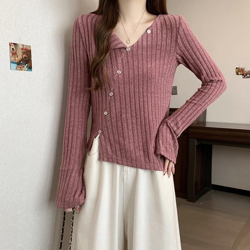

Plus Size Women s V-Neck Irregular Warm Base Layer Top XXXL