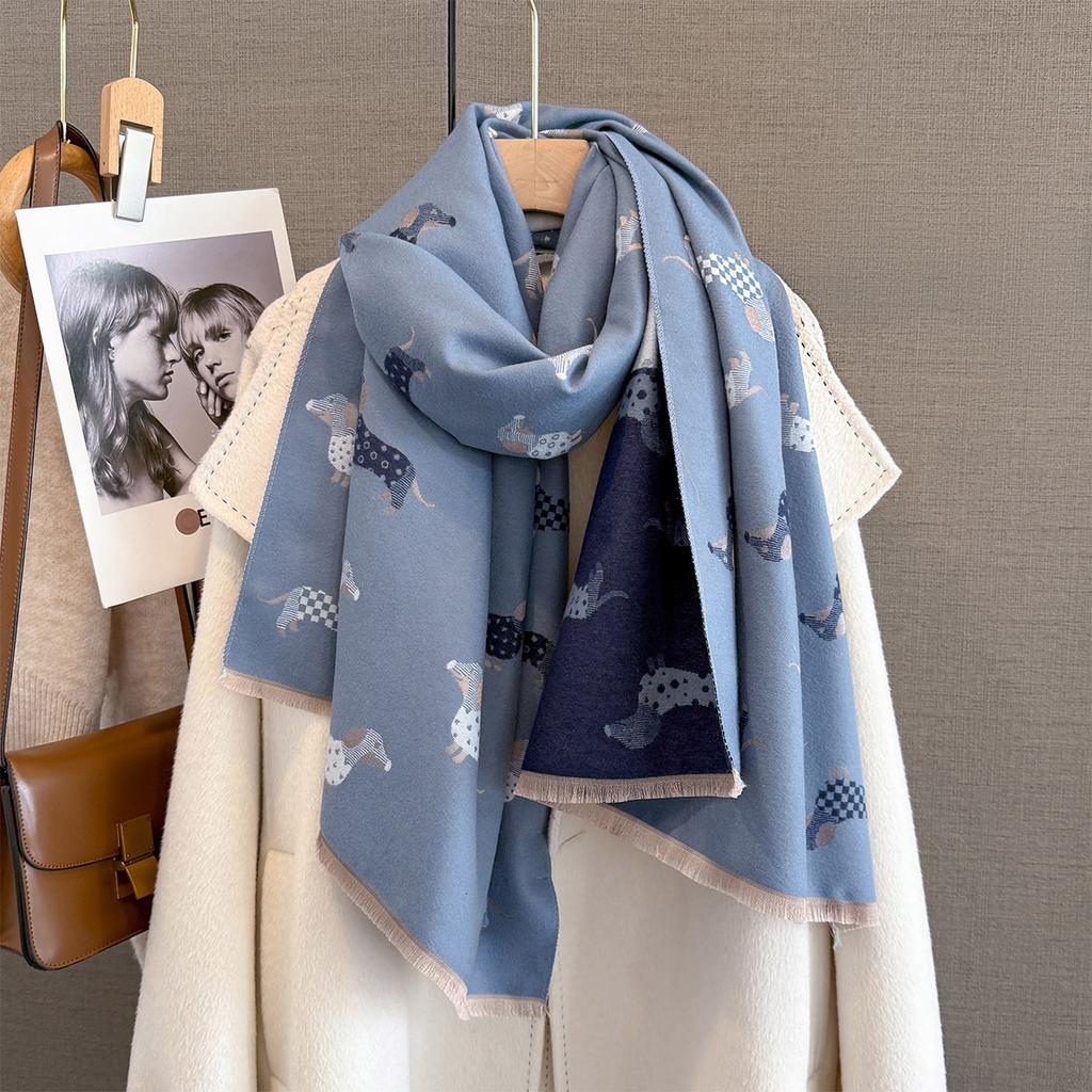 Autumn And Winter Milk Fufu Full Print Dachshund Scarf Cute Sweet Soft Cute Atmosphere Warm Scarf Shawl Women