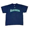 Majestic Mariners Graphic Print T-shirt Spell Out 00S USA Blue Mens