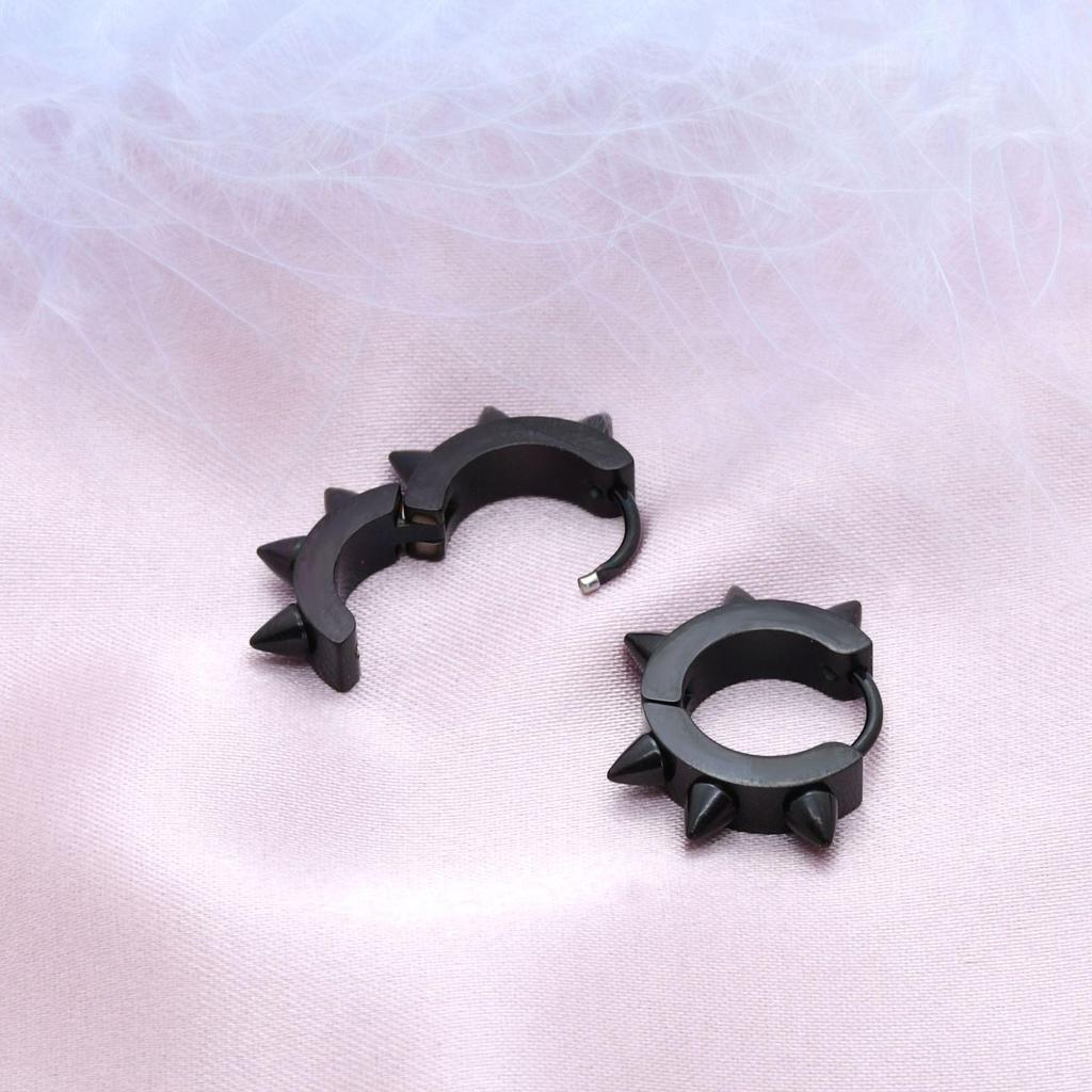 Stainless Steel Punk Spike Earrings with Color-Retaining Finish