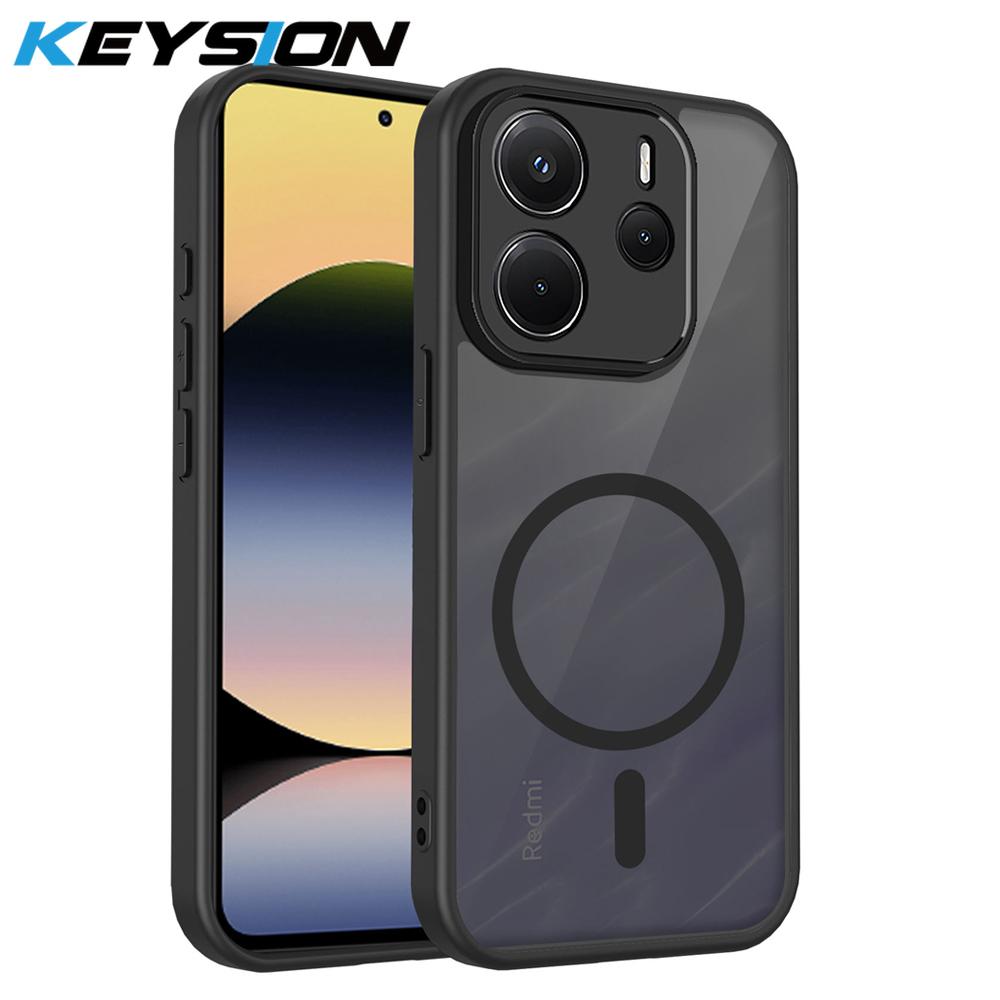 

KEYSION Магнитный чехол для телефона для Redmi Note 14 5G Мягкий силикон+ПК Матовый полупрозрачный Прозрачный противоударный чехол для Redmi Note 14 4G for Redmi Note 14 чёрный