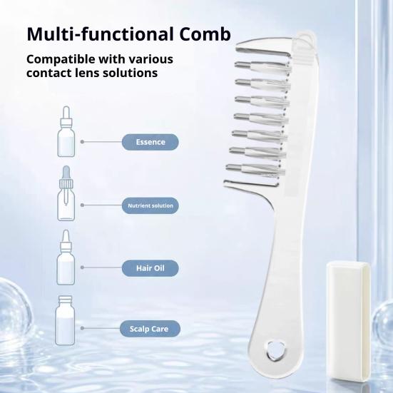 Hair Root Treatment Applicator Scalp Essential Oil Comb, Round Massage Ball Teeth Design, 10ml Capacity, Comb for Growth Clear Leakproof Portable
