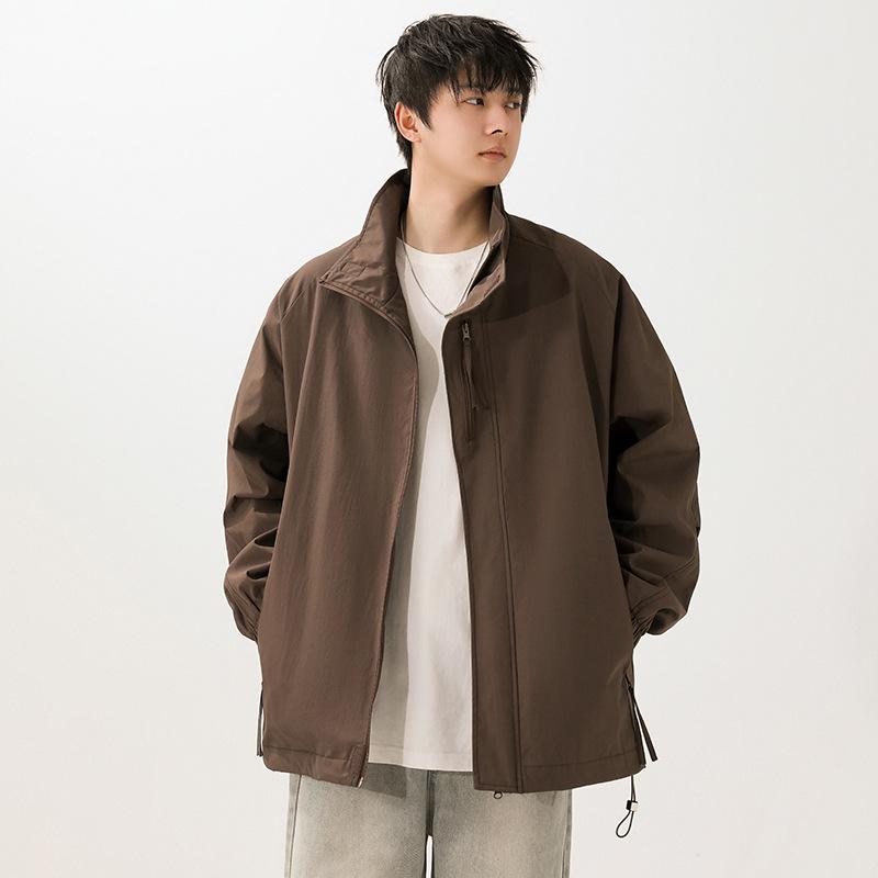 Men's Retro Bad Boy Loose Fit Stand Collar Windbreaker - Spring 2026 Outdoor Mountain Style Jacket