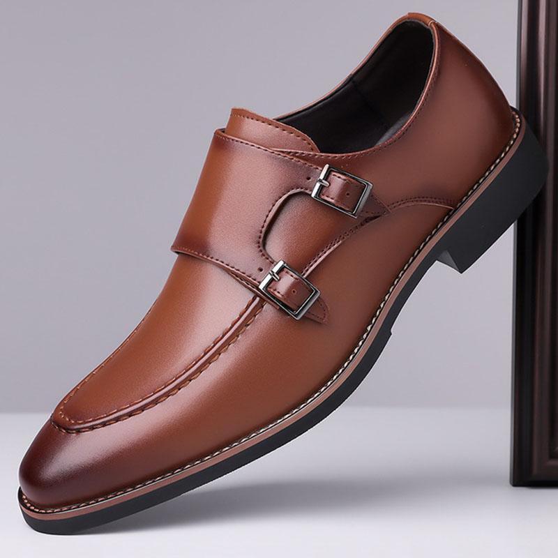 

New Luxury Trend Men s Black Brown BUSINESS FORMAL Dress Leather Shoes Male Monk Casual Loafers Wedding Homecoming Prom Footwear 38