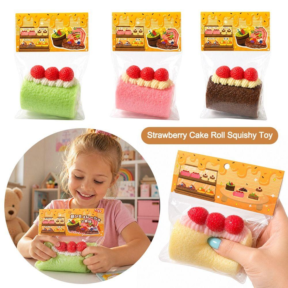 Soft Squeezable Cake Roll Squishy TPR Squeeze Toy Fashion Squeeze Fidget Toy Desk Decor