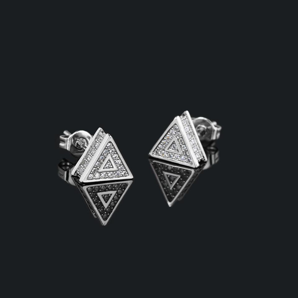 ZAKOL Trendy Hip-hop Rock Triangle Zircon Stud Earrings For Women Men Micro-set Piercing Crystal Daily Jewelry Accessories