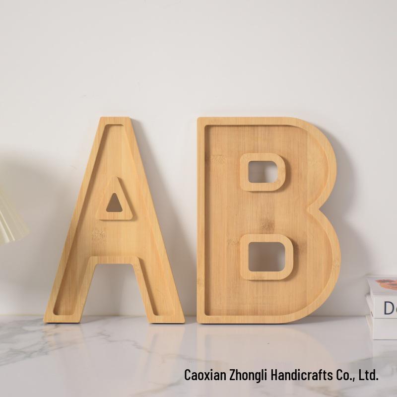Bamboo Wood Letter Tray for Parties and Celebrations: Dessert, Deli, Fruit, or Dinner Plate