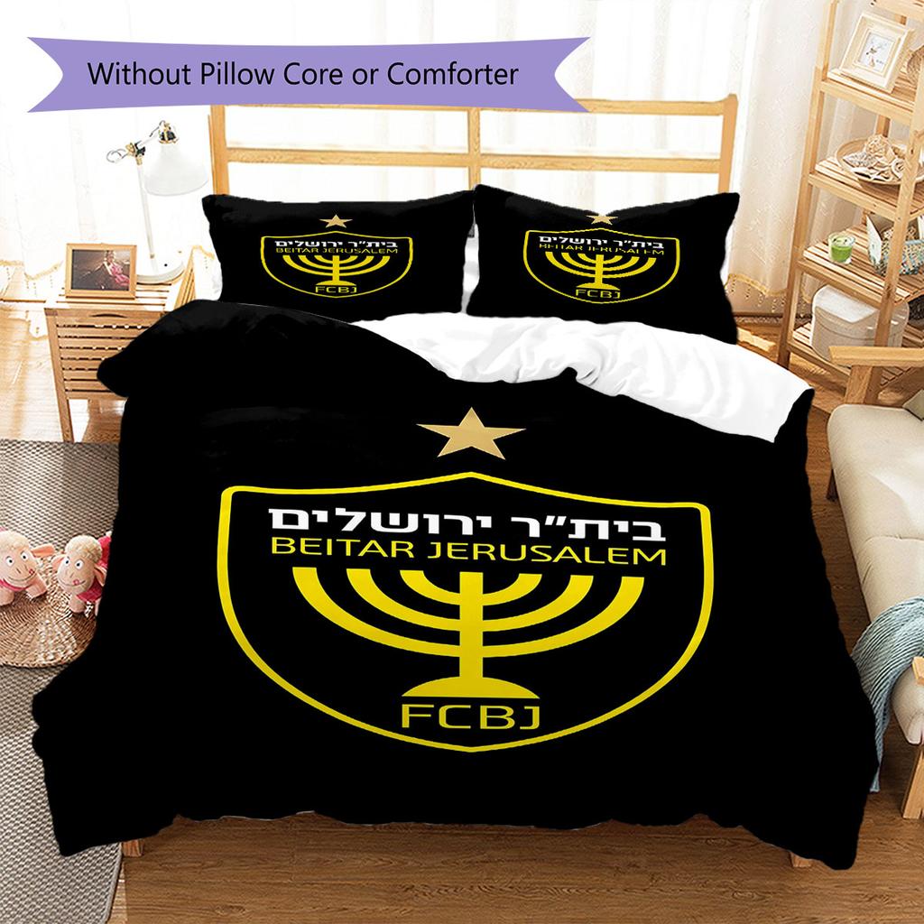 Set di biancheria da letto con motivo Beitar Jerusalem FC, copripiumino e federa, regalo di compleanno per la casa.(1 * copripiumino + 2 * federa, senza nucleo)