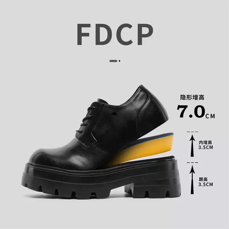 Fashion Derby Platform Shoes for Men Leather Men's Dress Shoes British Style Thick Soles Groom Wedding Shoes Zapatos De Hombre