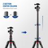 NEEWER N55CR - 205 Cm Carbon Fiber Travel Tripod, New Camera Tripod with 2-Section Center Column, 360° Panoramic Ball Head