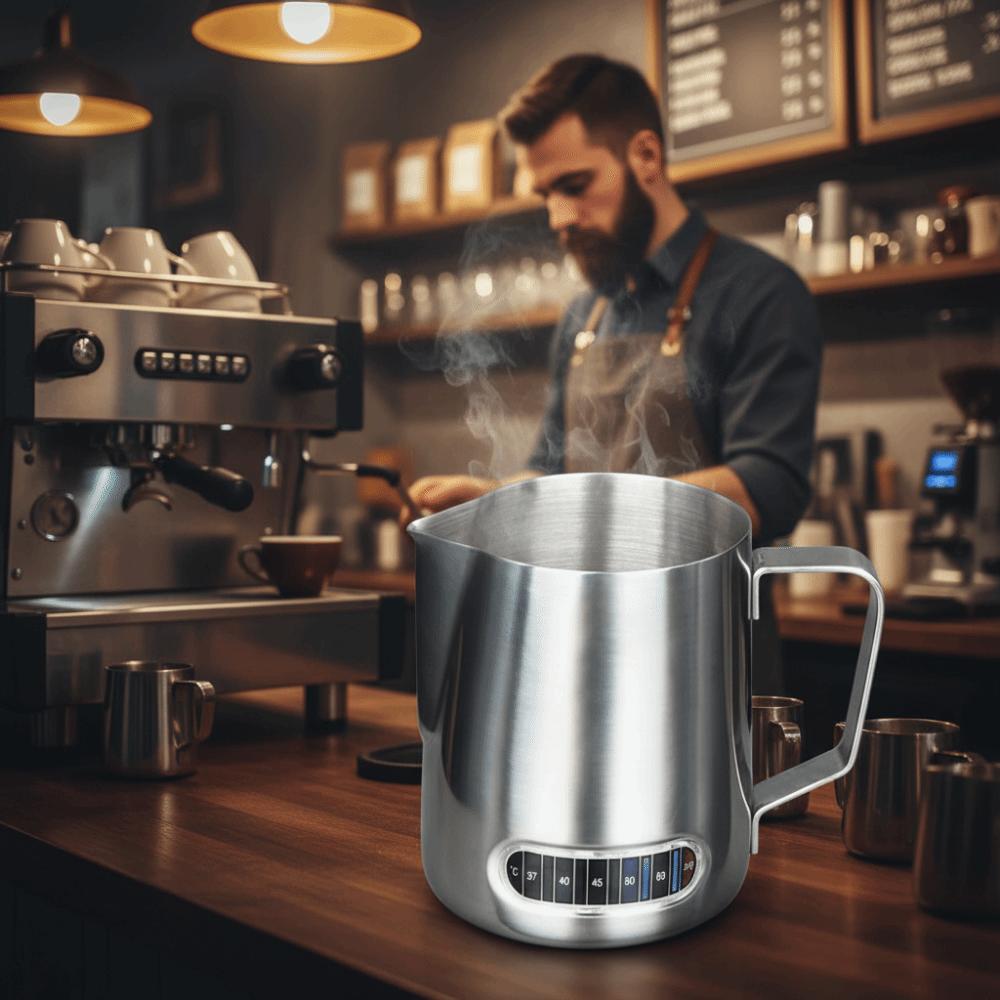 Accurate Scale Coffee Milk Frothing Pitcher Temperature Sensing Milk Frother Jug  Espresso Making