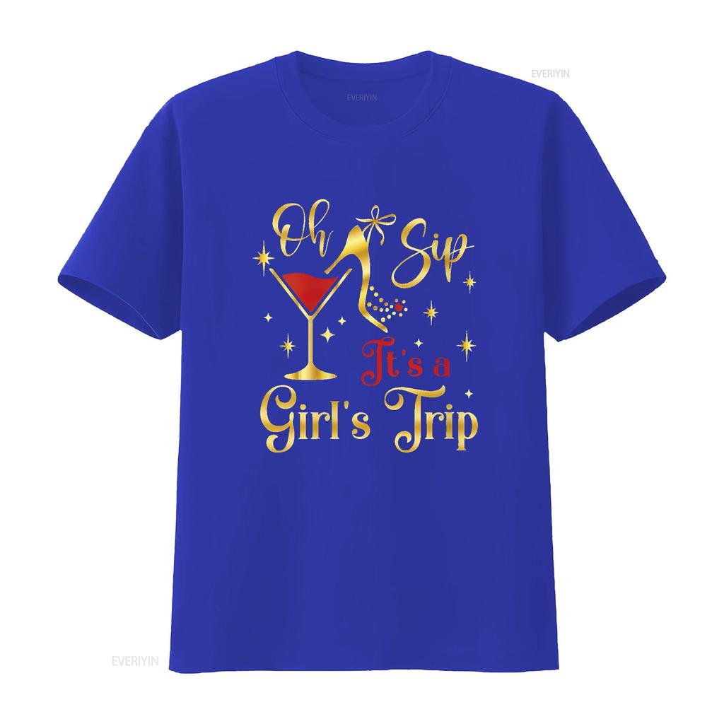 Womens Oh Sip Its A Girls Trip T Shirt Fun Wine Par Women S  for Trendy Look Vintage Washed Graphic Casual