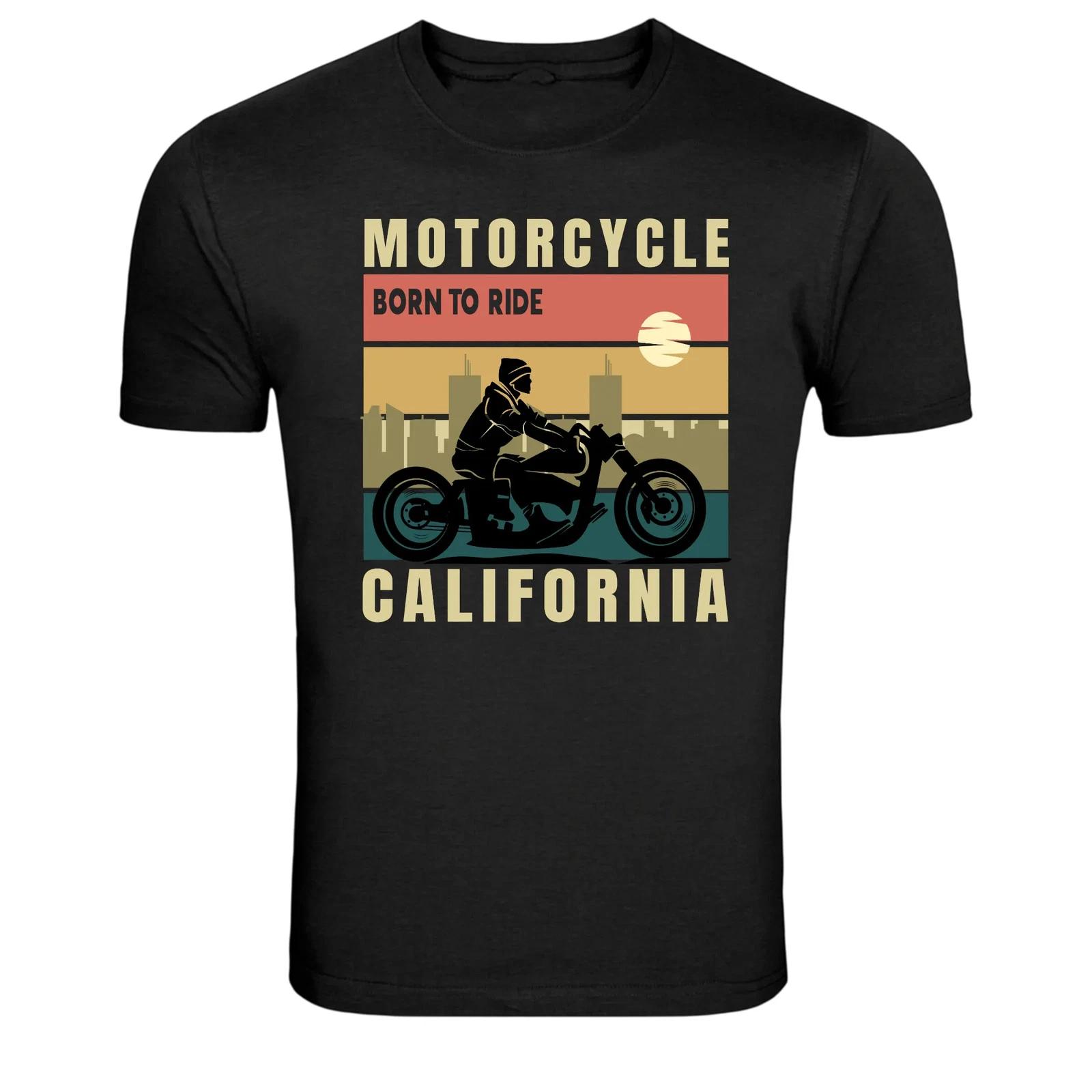 Motorcycle Born To Ride California Biker Graphic T Shirt M