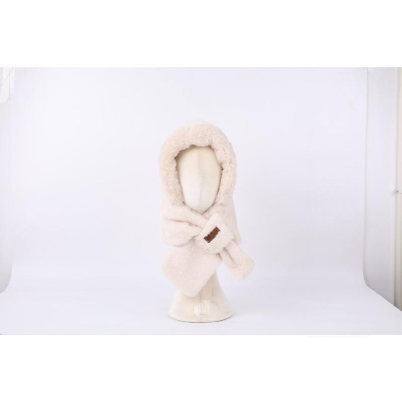 Plush hat women's new winter plush thickened warm bag head hat neck scarf hat integrated