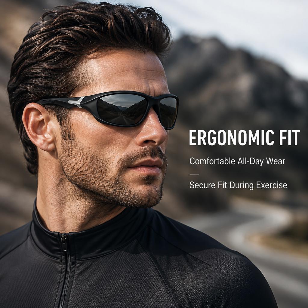Polarized Sports Sunglasses for Men UV400 Driving Fishing Cycling Sunglasses Lightweight Outdoor Running Shades Eyewear