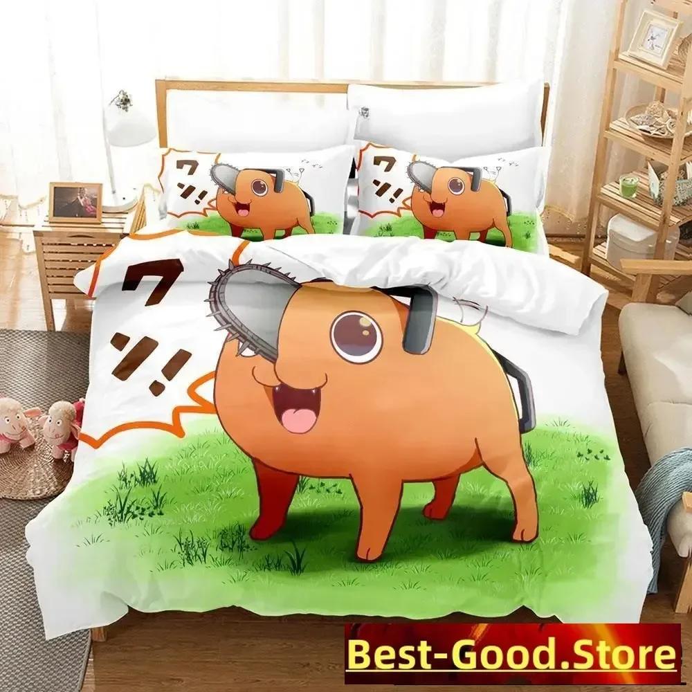 Pochita Chainsaw Man  Printed Bed Set Duvet Cover Pillowcase Bedding Set Bed Linen Sheet Quilt Cover Full Queen King Size