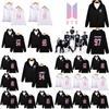 Sweat à capuche avec fermeture éclair et motif BTS pour adolescents, style décontracté