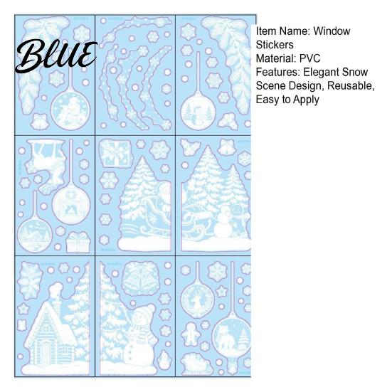 Winter Wonderland Decorations 9 Sheets Christmas Static Window Stickers Reusable Snowflake Santa Claus Reindeer Clings Decals for Holiday Glass