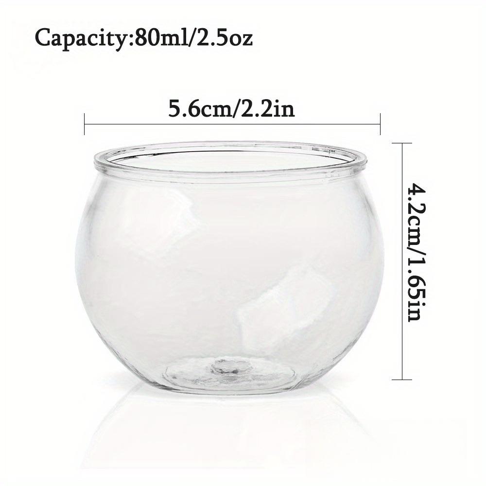50pcs 2.5oz Sphere Plastic Dessert Cups for Party Small Clear Parfait Appetizer Cups Round Dessert Bowl Ice Cream Salad Fish Bowl Mini Dessert Cups