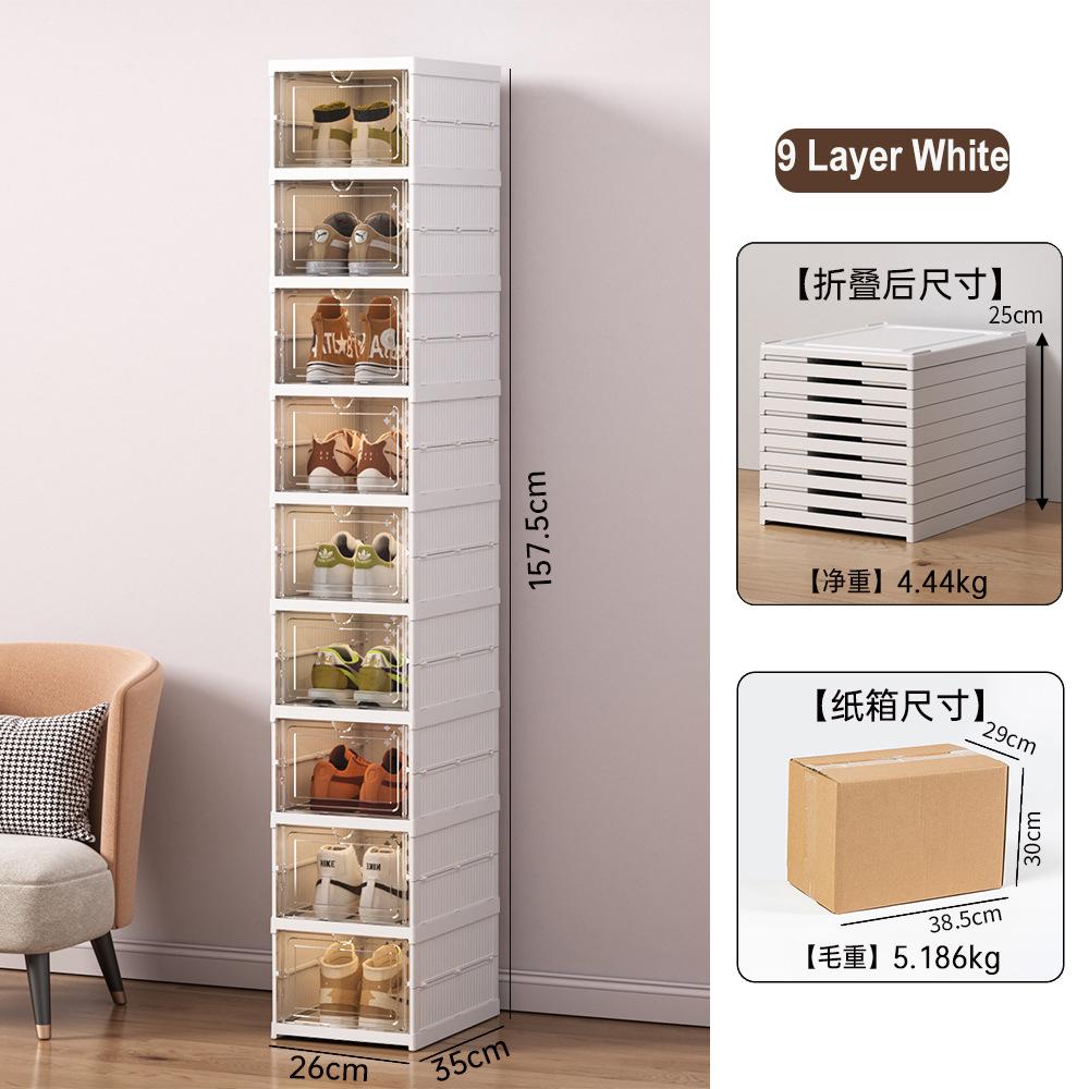 Shoe Storage Organizer Cabinet Drop Front Plastic Foldable Shoe Storage Box Entryway Sneakers Stackable Shoe Display Holder Rack