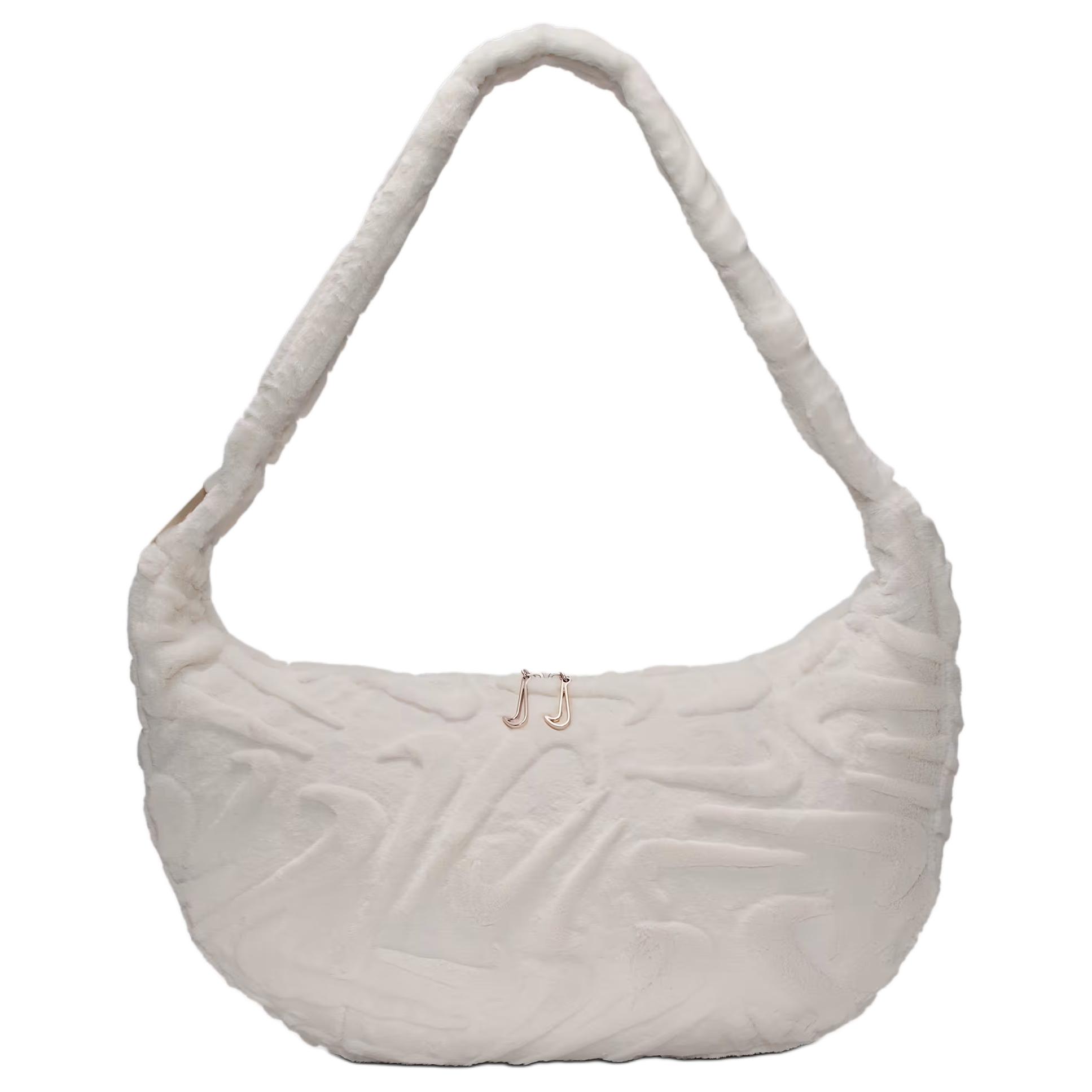 Nike Sportswear 19L Zipper Closure Faux Fur Shoulder Bag Unisex Shoulder Bag Phantom HQ7515-030 Phantom