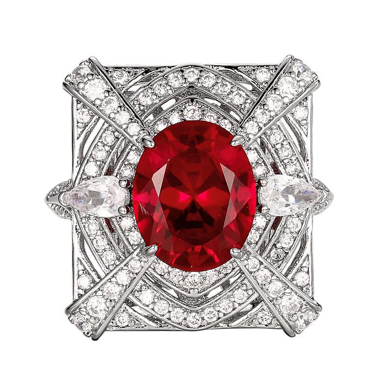 Earrings Necklaces Rings Jewelry Sets Colorful Red Corundum Fashionable High-end Women's Styles