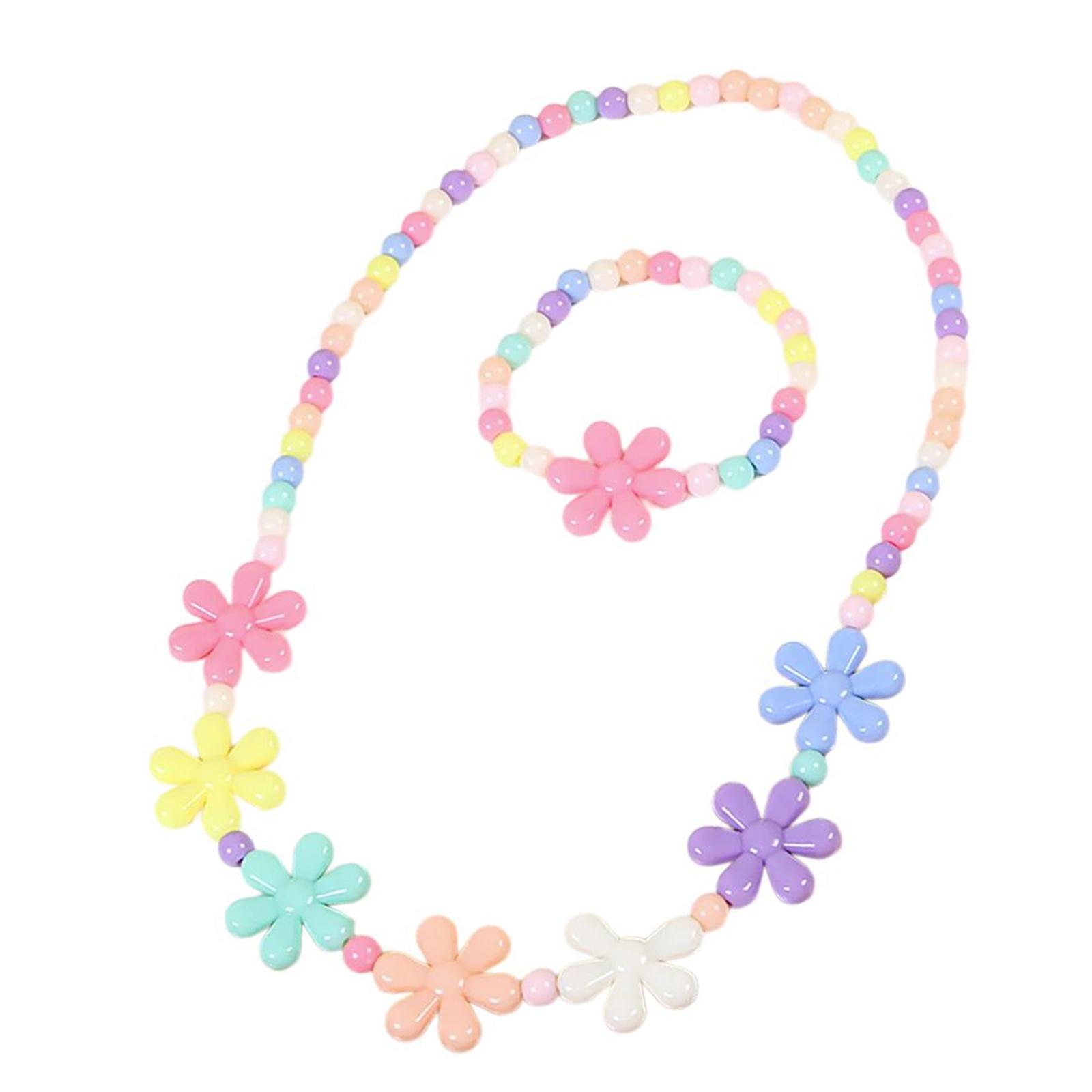 

Милый цветок Радуга ожерелье и браслет комплект ювелирных изделий шарм комплект цветные бусины ювелирные изделия пластиковая текстура для девочек 2
