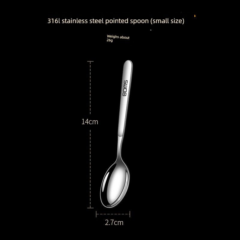 Japanese Imported Household 316L Stainless Steel Spoon, Food-Grade Long-Handled Round-Head Spoon, Soup Spoon, Soup and Stew Spoon, Eating Spoon