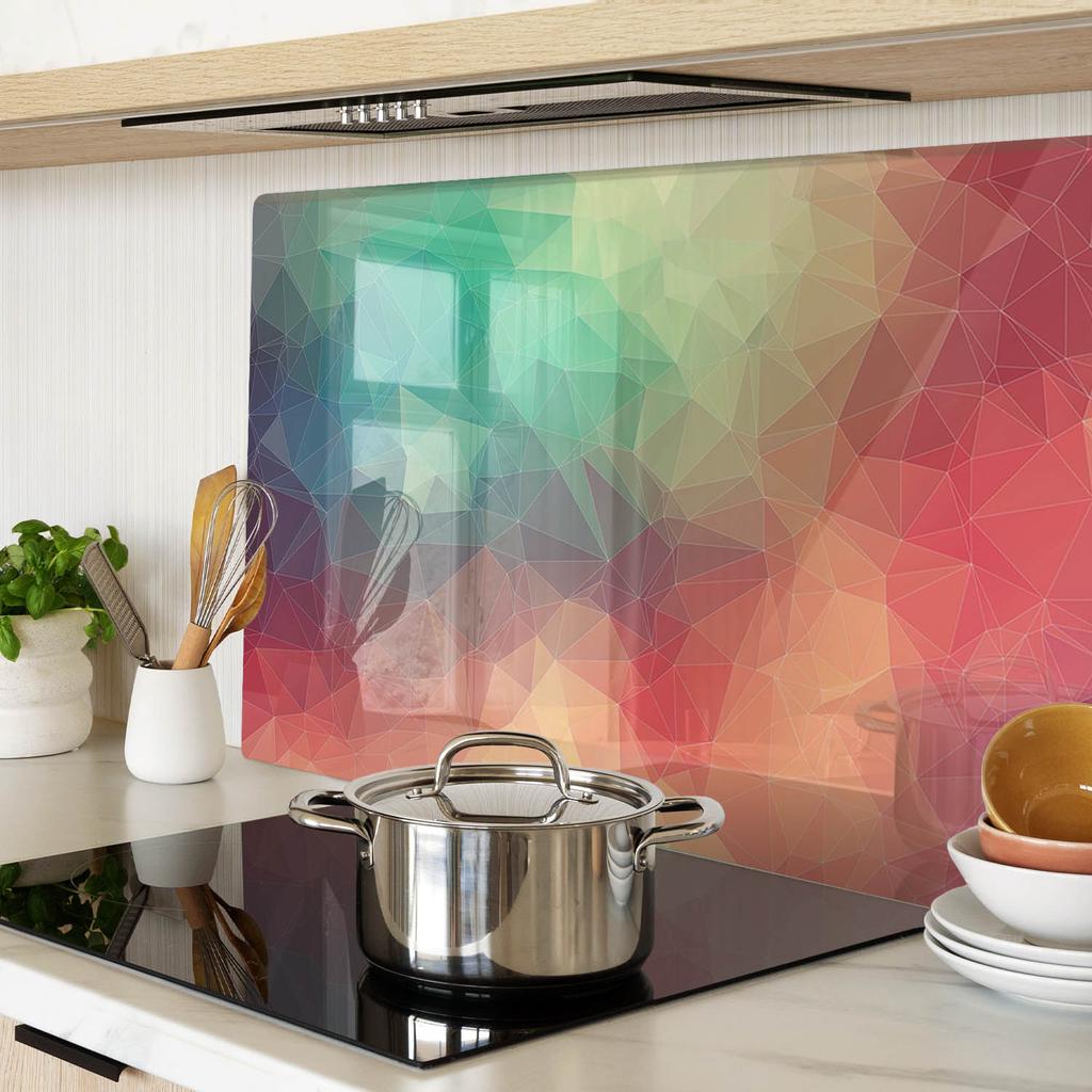 Tempered Glass Kitchen Board with Graphic Geometric Figures 80x52 cm