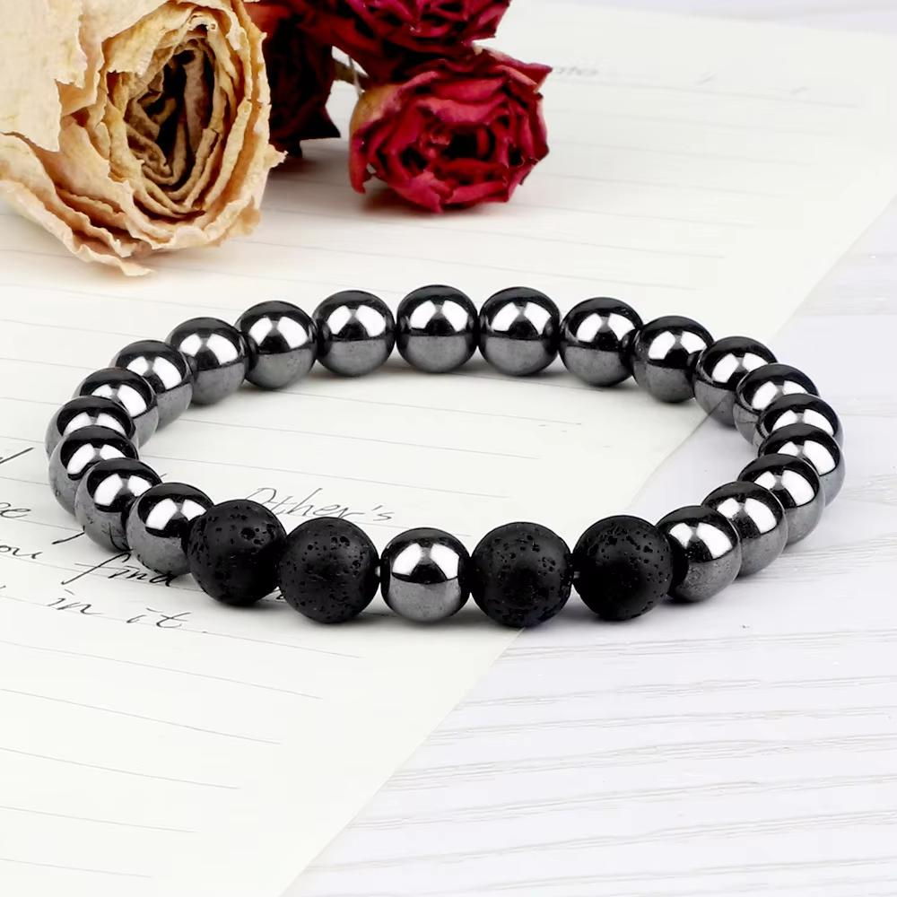 Distance Bracelet For Women Couples 8mm Natural Volcanic Rock Black Matte Blue Turquoises Beaded Stone Bracelets Men Jewelry