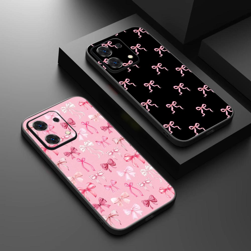 Bow Cute Pink Design Ins Girl Phone Case For Redmi Note 14 13 12 11 Pro Plus S 5G 14C A3 Soft Black Phone Cover