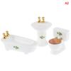 1:12 Dollhouse Miniature Furniture Scene Mini Bathroon Set Model Toy Shower Bathtub Basin Flush Toilet Pretend Play Doll Houses