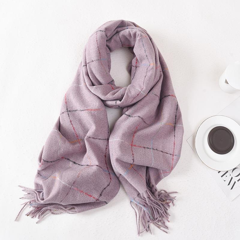 

Шарф женский зимний 2025 новый универсальный двусторонний имитация кашемира высококачественный многоцветный на выбор шаль 60*180cm темно-фиолетового