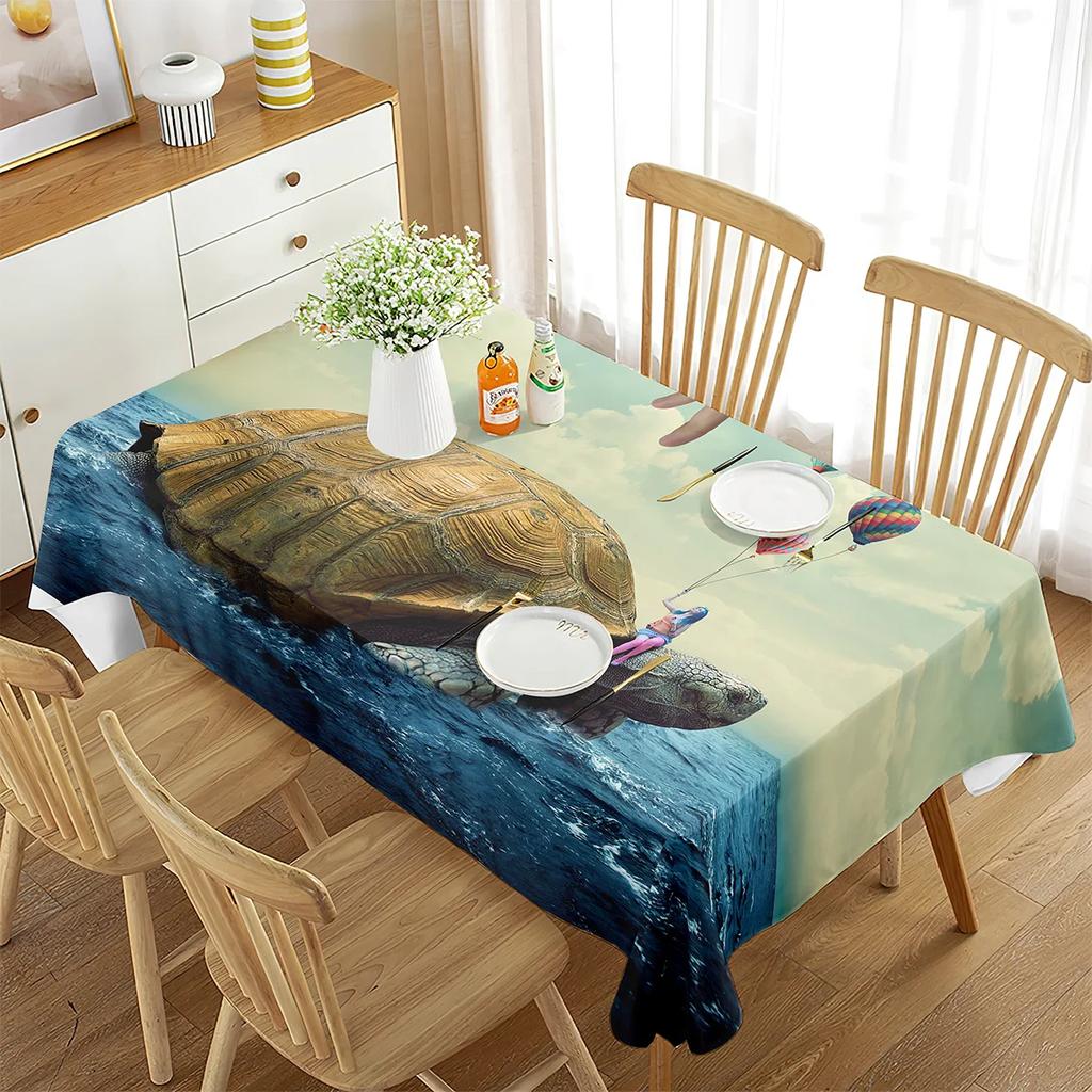 Tischdecke Meeresschildkröte Blaue Ozean-Thema Heimdeko für Rechteckigen Tischdeko Küche Esszimmer Bankett Party Tischdecke