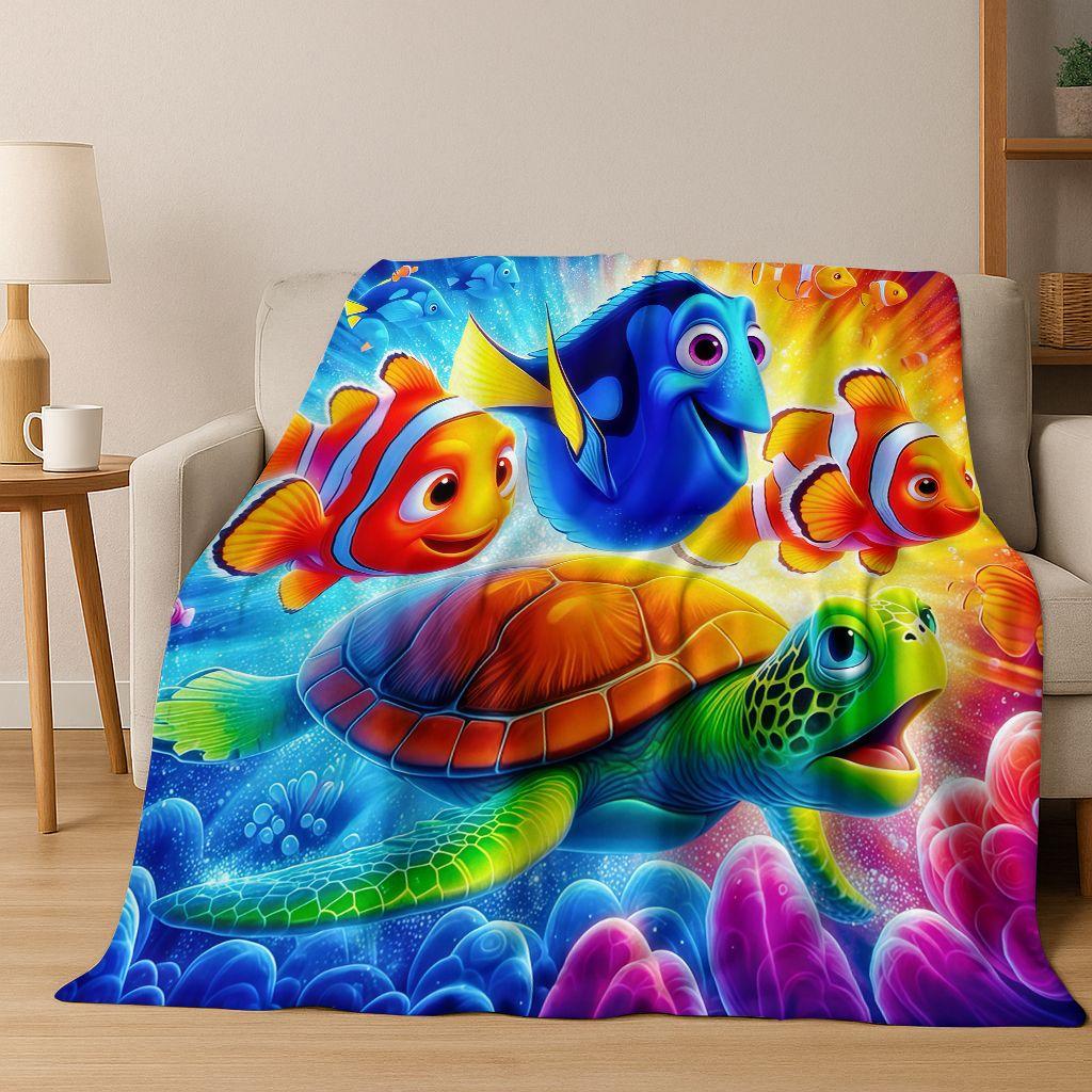 HD Cartoon Finding Nemo Underwater World Flannel Blanket,Warm and Cozy Soft Throw Blanket for Home Bedroom Bed Sofa Picnic Cover