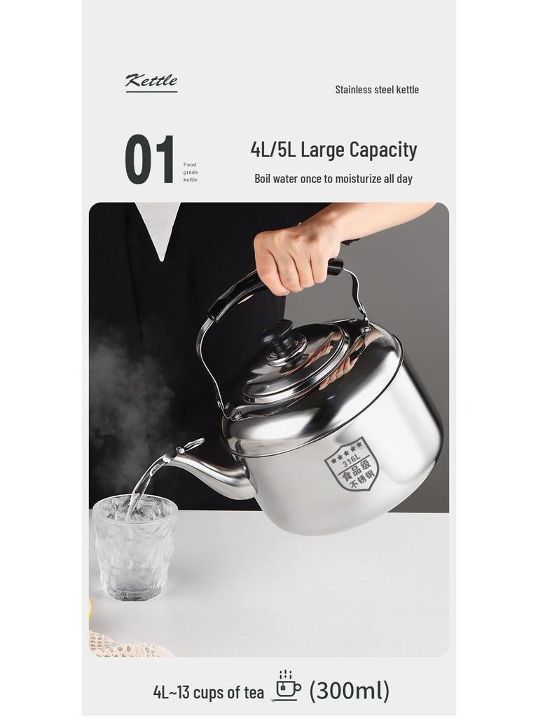 Stainless Steel Large Capacity Whistling Kettle for Gas & Induction Stoves