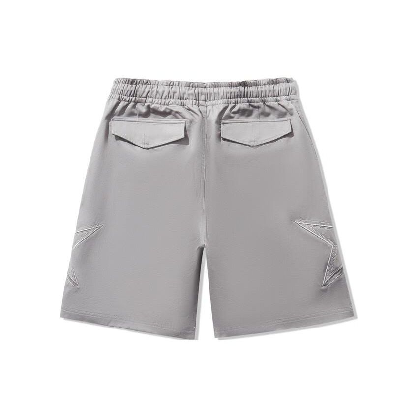 Li Ning X Chong Ran Collaboration Spliced Mid-Rise Drawstring Loose Sports Shorts Men Shorts Frost-Gray AKSU175-1