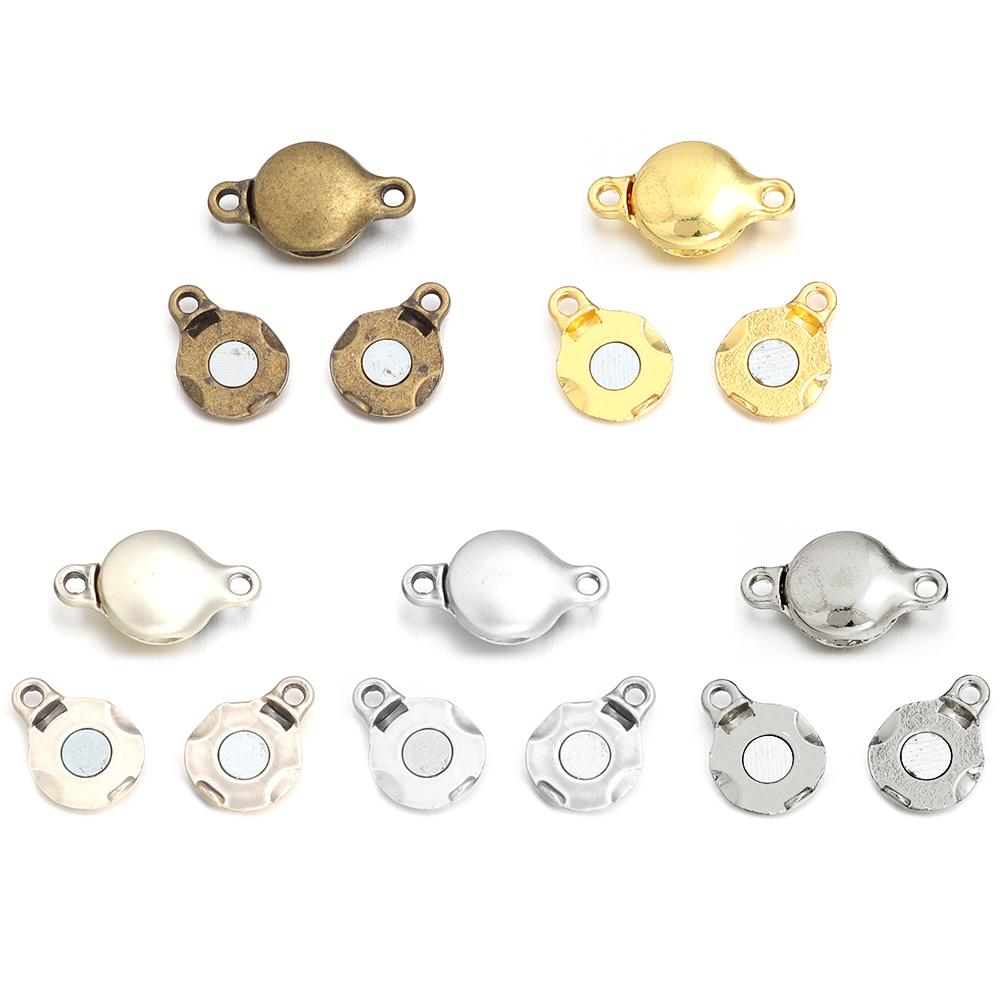 5pcs Alloy Strong Magnetic Clasps Flat Round End Clasps Buckles Connectors For Jewelry Making DIY Necklace Bracelets Accessories