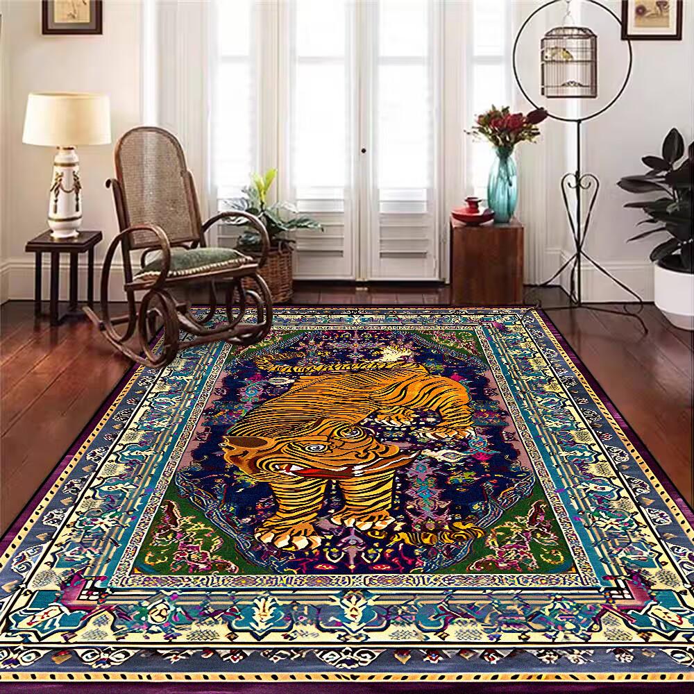 Home Decoration Luxury Retro Persian Carpet for Living Room Big Size Tiger Pattern Non-slip Mat for Kids Office Lounge Decor Rug