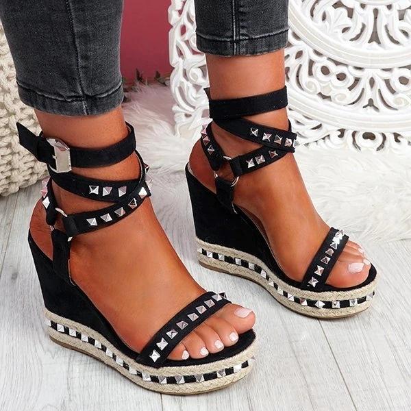 black platform gladiator heels