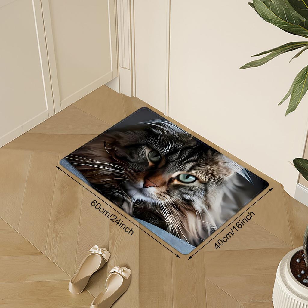 1Pcs cute Cat Pattern Floor Mat Modern Kitchen polyester Rug Non-Slip Colorful Indoor Carpet, For Home Bathroom Bedroom Living Room Decor