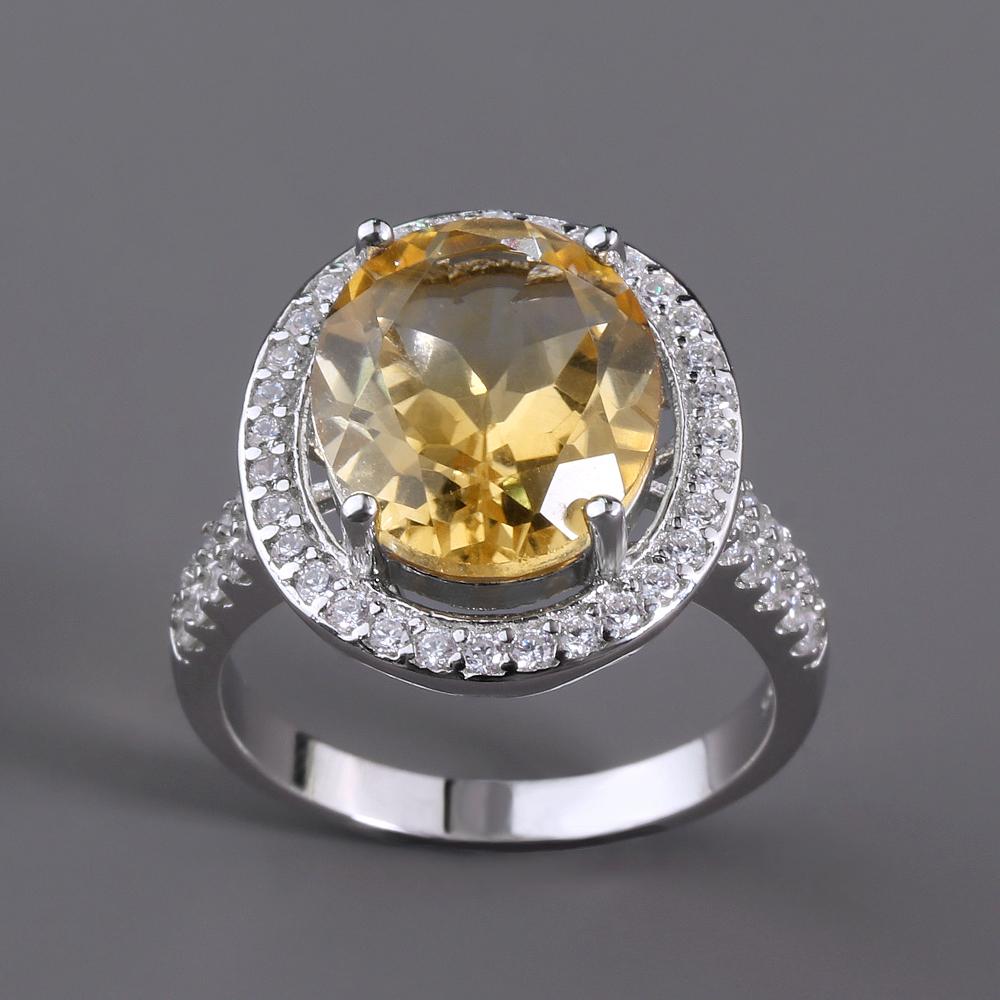 Bolaijewelry Classic Design Natural Citrine Gemstone Ring Women Fine Jewelry 925 Sterling Silver Daily Wear Gift
