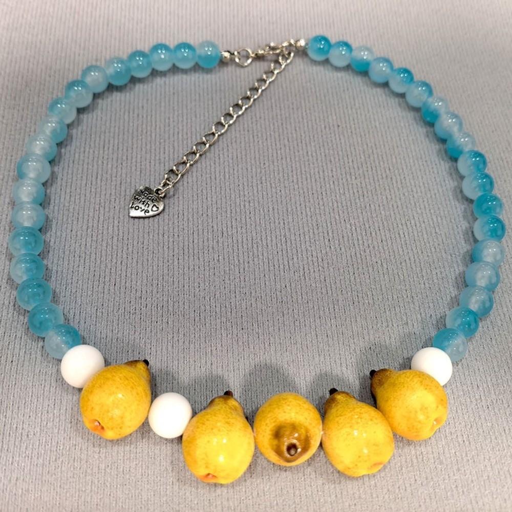 Bunte Perlen Früchte Choker Blaubeeren Perlen Schlüsselbein Kette Mode Perlen Frucht Halskette Damen