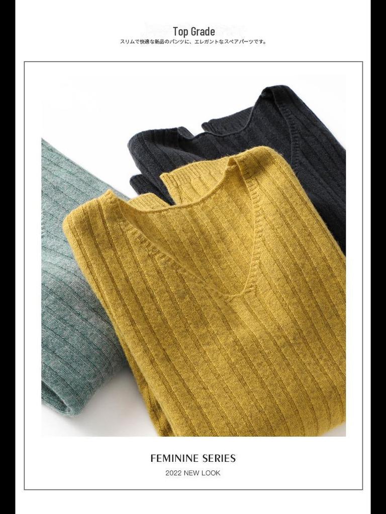 Dámský pletený svetr s výstřihem do V a dlouhým rukávem