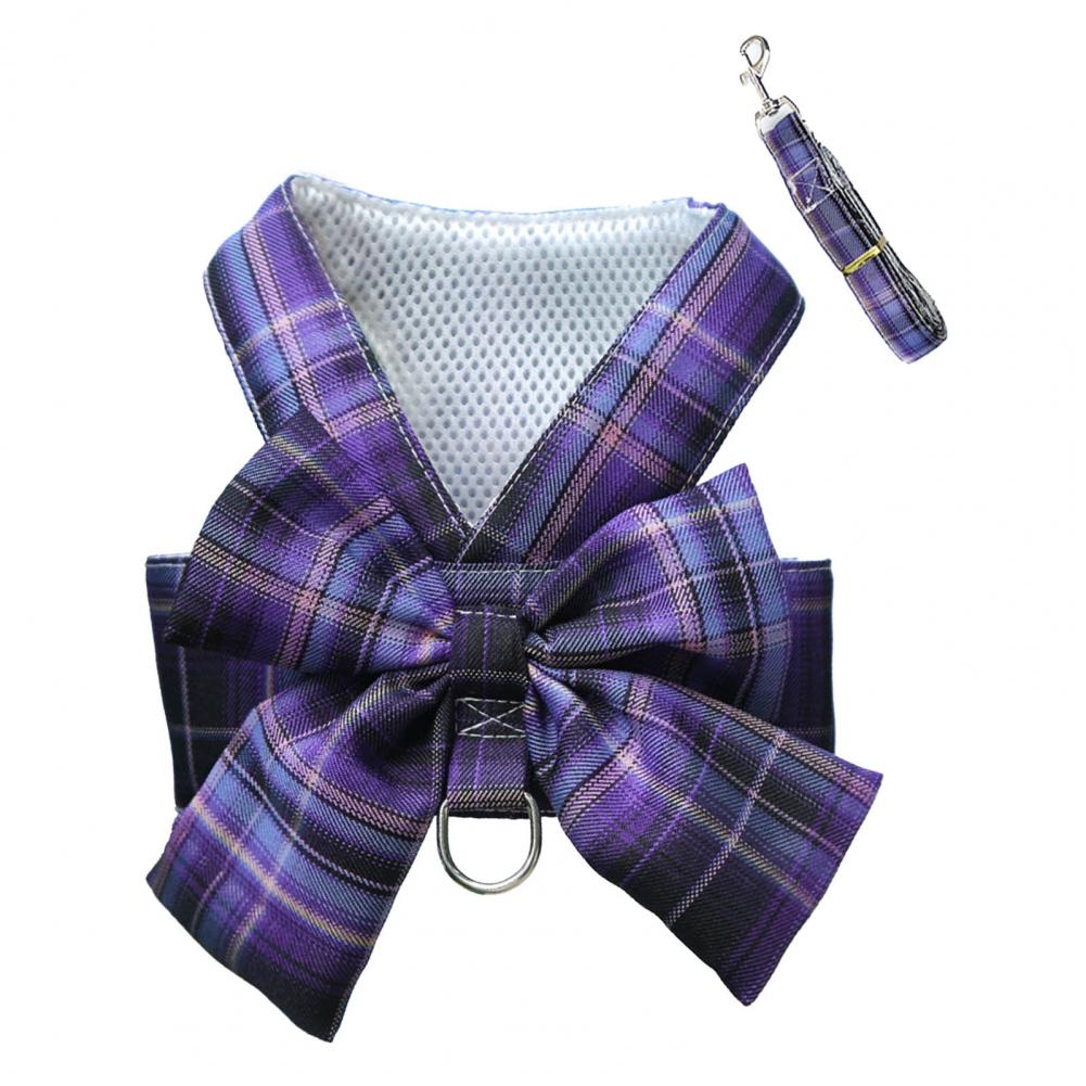Rabbit JK Dresses and Leash Sets Mesh Plaid Pet Vest Harness Cat Bunny Chest Strap Set Small Animals Clothes Rabbits Accessories