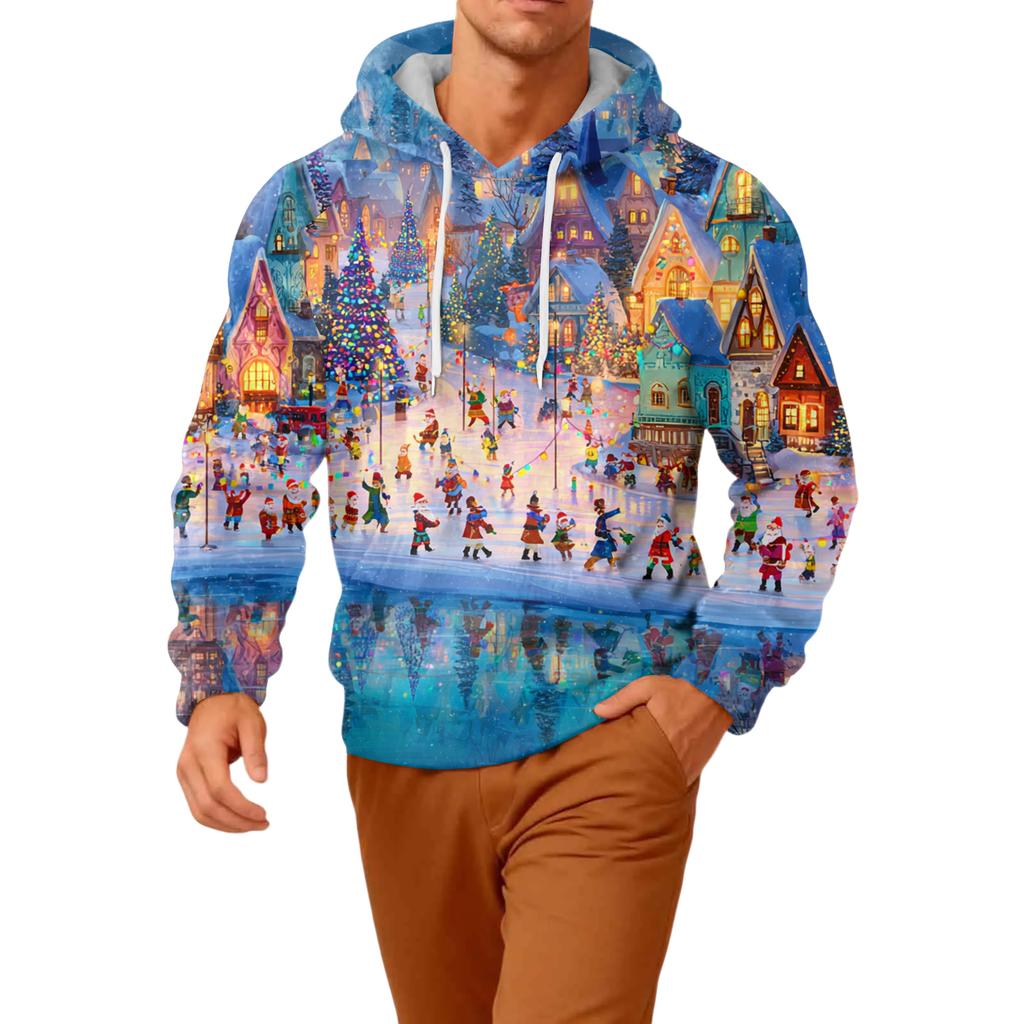 Men's Long-Sleeve Casual Flannel Hooded Sweatshirt